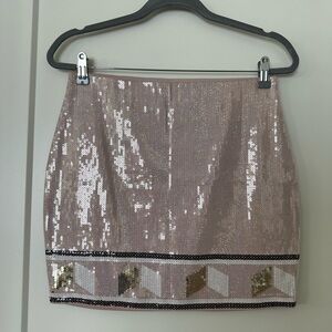 Sequin Embellished Skirt - Pink and Gold
